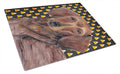 Dachshund Candy Corn Halloween Portrait Cutting Board Tempered Glass Kitchen Cutting Surface, Heat Resistant Chopping, Non-Slip Feet, Food Prep & Serving