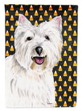 Westie Candy Corn Halloween Portrait House Flag 28x40 Porch Sleeve Pole Decorative Outside Yard Banner Artwork Wall Hanging, Polyester