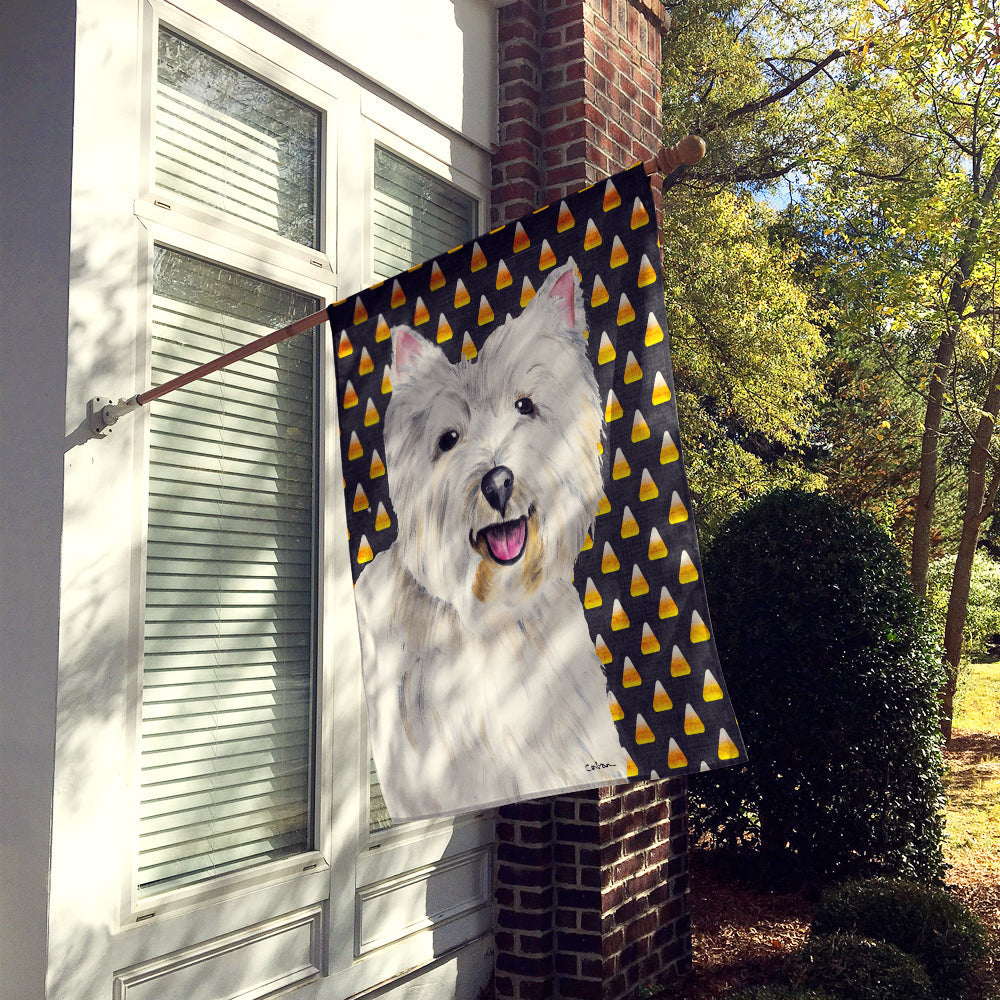 Westie Candy Corn Halloween Portrait House Flag 28x40 Porch Sleeve Pole Decorative Outside Yard Banner Artwork Wall Hanging, Polyester