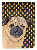 Pug Candy Corn Halloween Portrait House Flag 28x40 Porch Sleeve Pole Decorative Outside Yard Banner Artwork Wall Hanging, Polyester