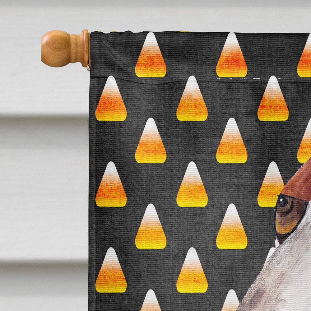 Basset Hound Candy Corn Halloween Portrait House Flag 28x40 Porch Sleeve Pole Decorative Outside Yard Banner Artwork Wall Hanging, Polyester