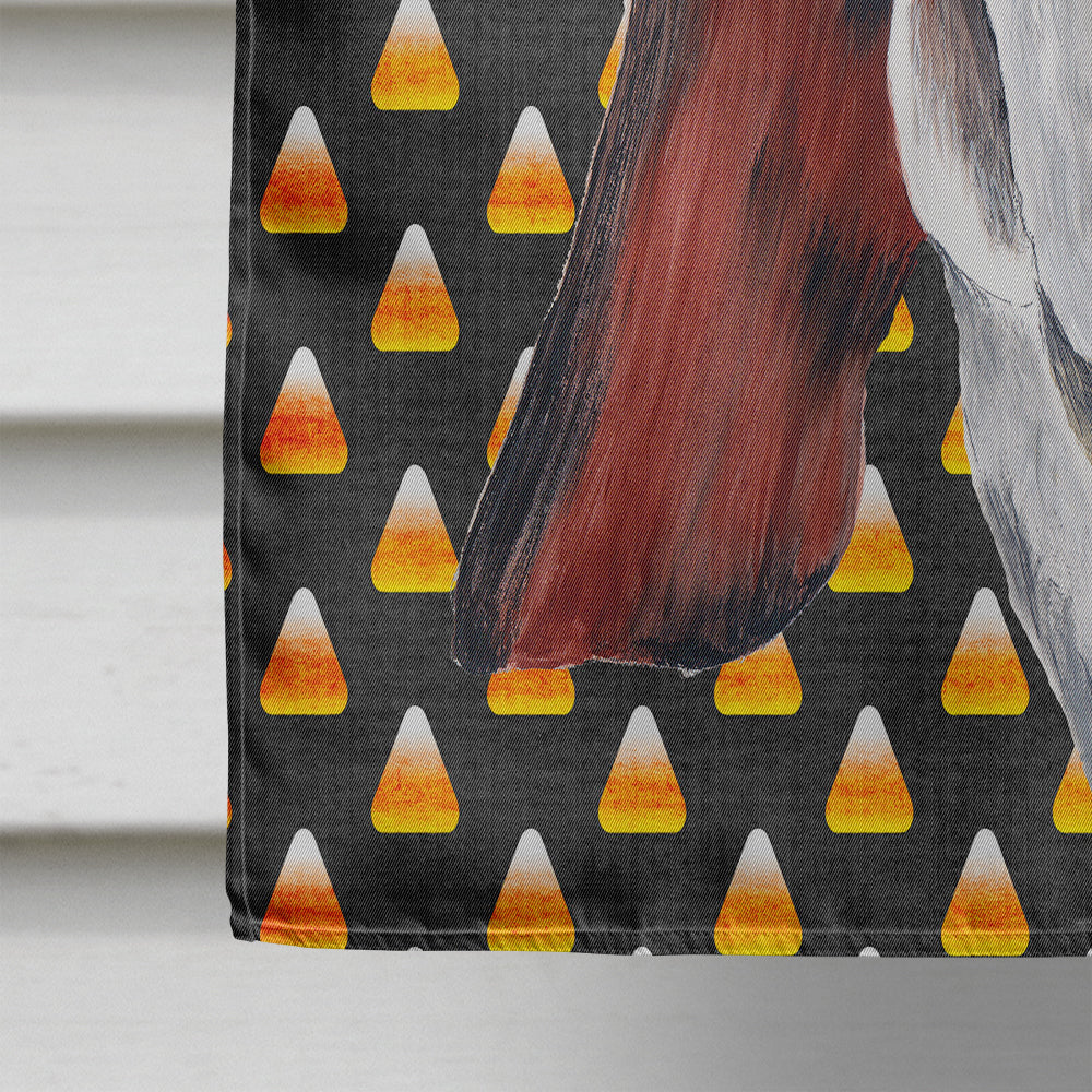 Basset Hound Candy Corn Halloween Portrait House Flag 28x40 Porch Sleeve Pole Decorative Outside Yard Banner Artwork Wall Hanging, Polyester