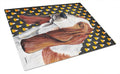 Basset Hound Candy Corn Halloween Portrait Cutting Board Tempered Glass Kitchen Cutting Surface, Heat Resistant Chopping, Non-Slip Feet, Food Prep & Serving