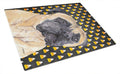 Mastiff Candy Corn Halloween Portrait Cutting Board Tempered Glass Kitchen Cutting Surface, Heat Resistant Chopping, Non-Slip Feet, Food Prep & Serving