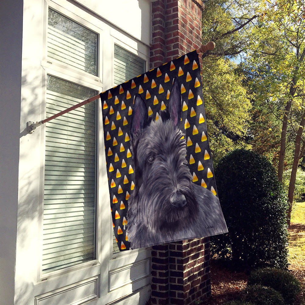 Scottish Terrier Candy Corn Halloween Portrait House Flag 28x40 Porch Sleeve Pole Decorative Outside Yard Banner Artwork Wall Hanging, Polyester