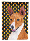 Basenji Candy Corn Halloween Portrait House Flag 28x40 Porch Sleeve Pole Decorative Outside Yard Banner Artwork Wall Hanging, Polyester