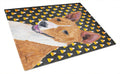 Basenji Candy Corn Halloween Portrait Cutting Board Tempered Glass Kitchen Cutting Surface, Heat Resistant Chopping, Non-Slip Feet, Food Prep & Serving