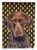 German Shorthaired Pointer Candy Corn Halloween Portrait House Flag 28x40 Porch Sleeve Pole Decorative Outside Yard Banner Artwork Wall Hanging, Polyester