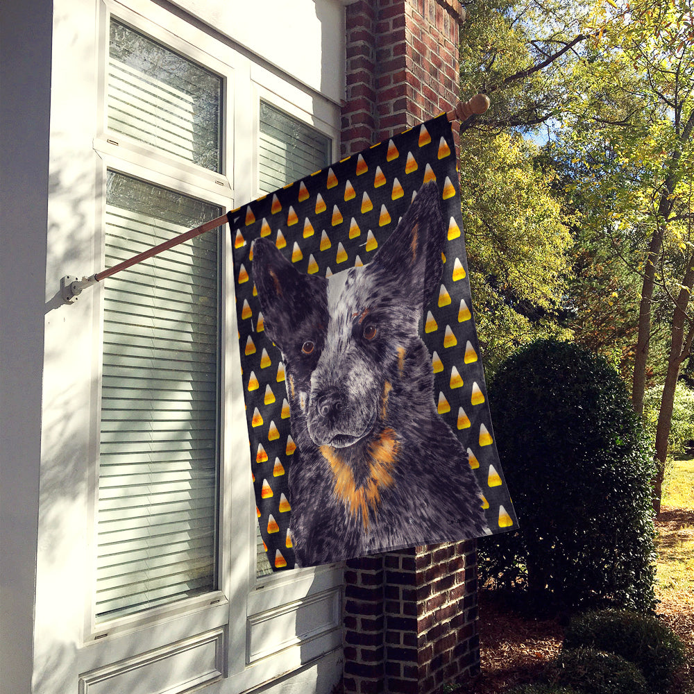 Australian Cattle Dog Candy Corn Halloween Portrait House Flag 28x40 Porch Sleeve Pole Decorative Outside Yard Banner Artwork Wall Hanging, Polyester