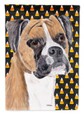 Boxer Fawn Uncropped Ears Candy Corn Halloween Portrait House Flag 28x40 Porch Sleeve Pole Decorative Outside Yard Banner Artwork Wall Hanging, Polyester