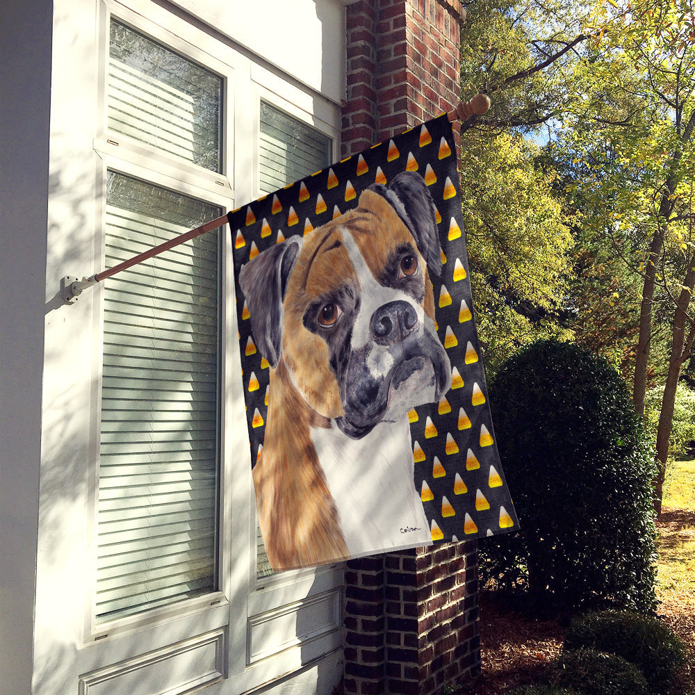 Boxer Fawn Uncropped Ears Candy Corn Halloween Portrait House Flag 28x40 Porch Sleeve Pole Decorative Outside Yard Banner Artwork Wall Hanging, Polyester