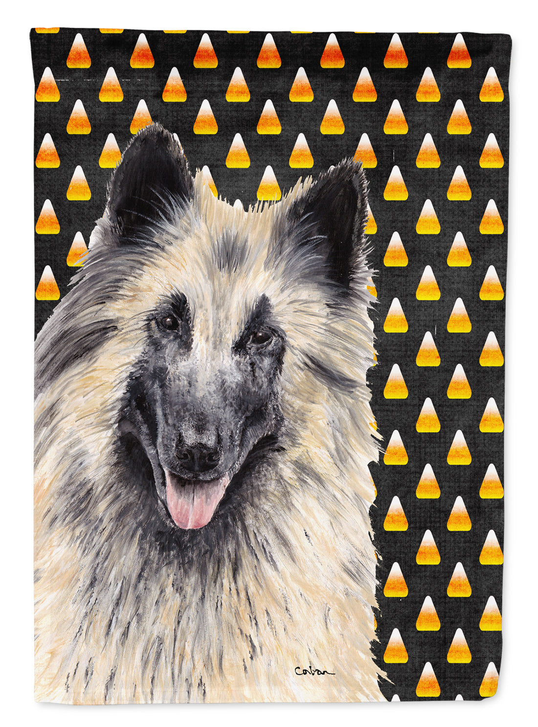 Belgian Tervuren Candy Corn Halloween Portrait House Flag 28x40 Porch Sleeve Pole Decorative Outside Yard Banner Artwork Wall Hanging, Polyester