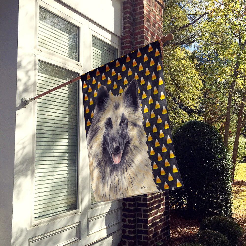 Belgian Tervuren Candy Corn Halloween Portrait House Flag 28x40 Porch Sleeve Pole Decorative Outside Yard Banner Artwork Wall Hanging, Polyester