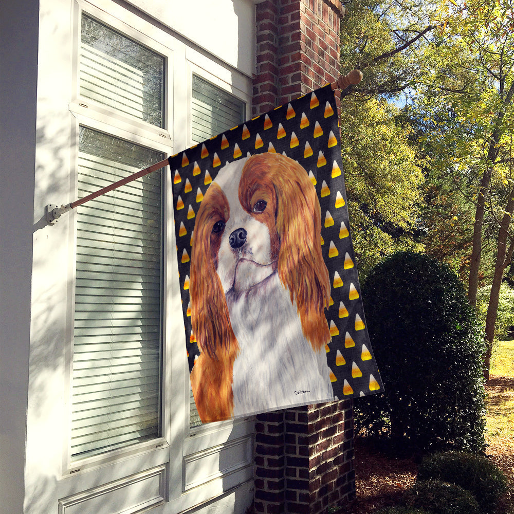 Cavalier Spaniel Blenheim Candy Corn Halloween Portrait House Flag 28x40 Porch Sleeve Pole Decorative Outside Yard Banner Artwork Wall Hanging, Polyester