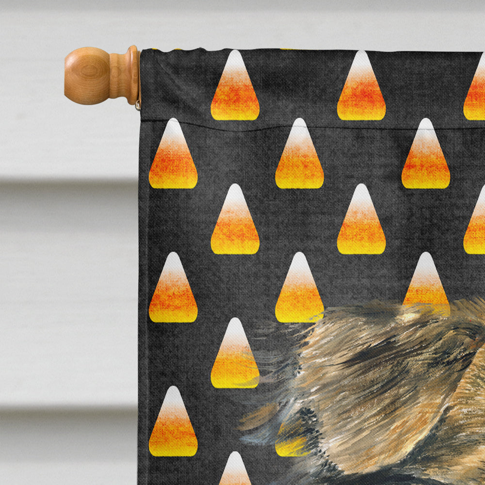 Australian Shepherd Candy Corn Halloween Portrait House Flag 28x40 Porch Sleeve Pole Decorative Outside Yard Banner Artwork Wall Hanging, Polyester
