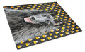 Belgian Sheepdog Candy Corn Halloween Portrait Cutting Board Tempered Glass Kitchen Cutting Surface, Heat Resistant Chopping, Non-Slip Feet, Food Prep & Serving
