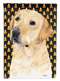 Labrador Yellow Candy Corn Halloween Portrait House Flag 28x40 Porch Sleeve Pole Decorative Outside Yard Banner Artwork Wall Hanging, Polyester