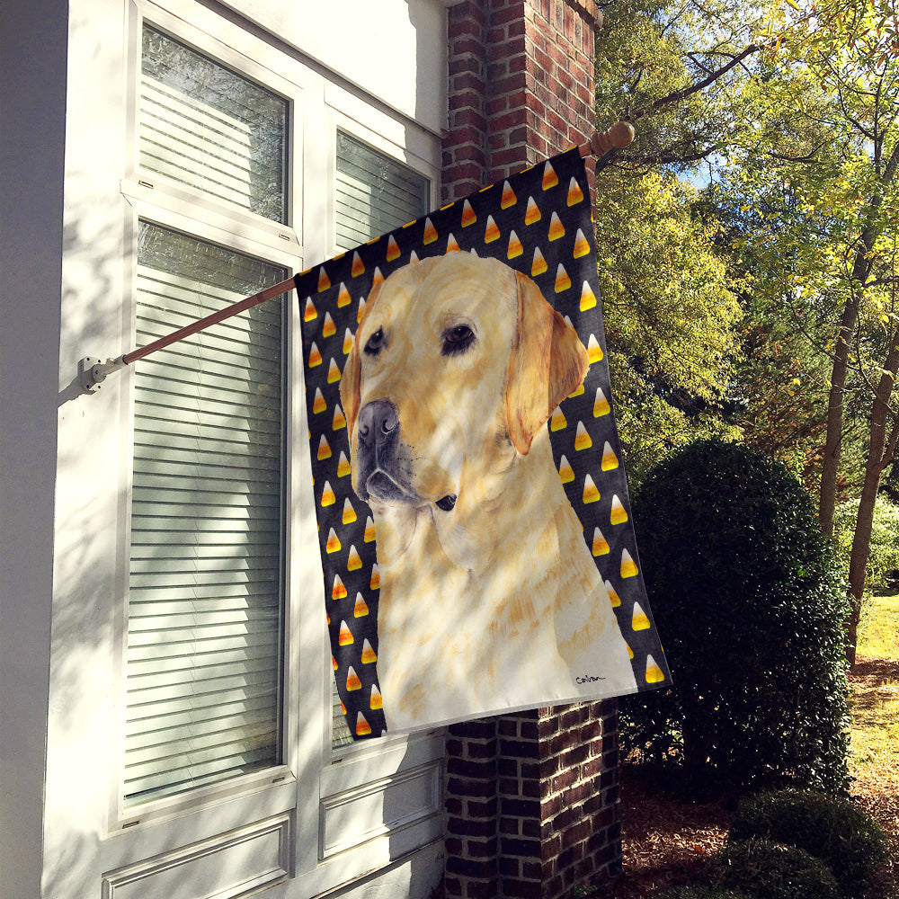 Labrador Yellow Candy Corn Halloween Portrait House Flag 28x40 Porch Sleeve Pole Decorative Outside Yard Banner Artwork Wall Hanging, Polyester
