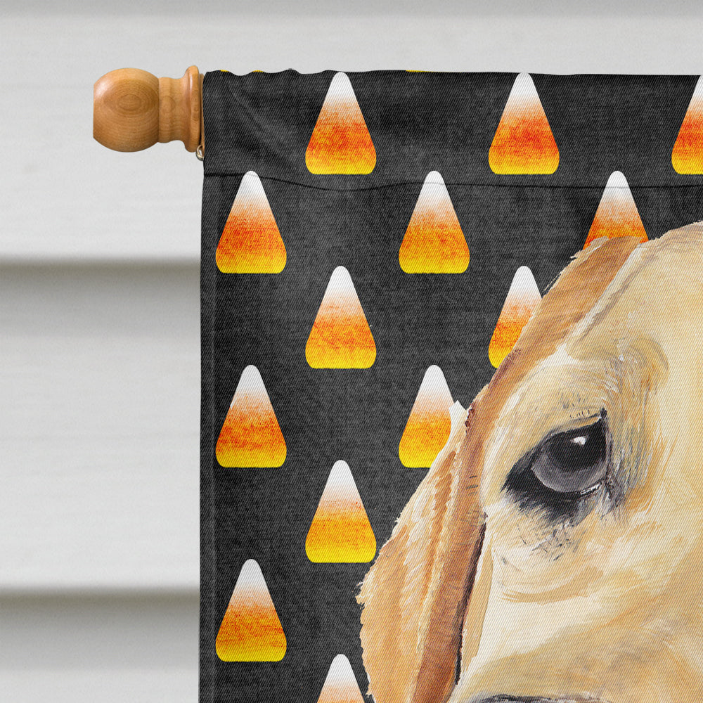 Labrador Yellow Candy Corn Halloween Portrait House Flag 28x40 Porch Sleeve Pole Decorative Outside Yard Banner Artwork Wall Hanging, Polyester