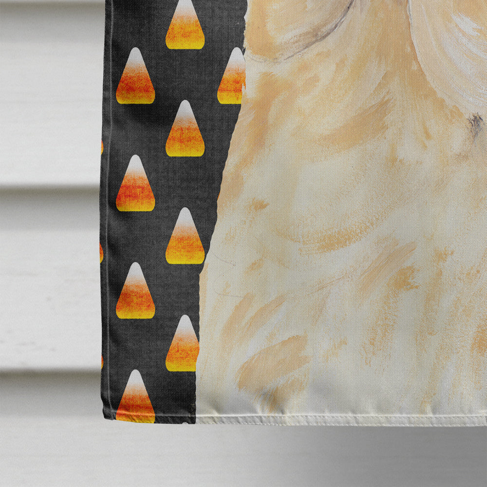 Labrador Yellow Candy Corn Halloween Portrait House Flag 28x40 Porch Sleeve Pole Decorative Outside Yard Banner Artwork Wall Hanging, Polyester