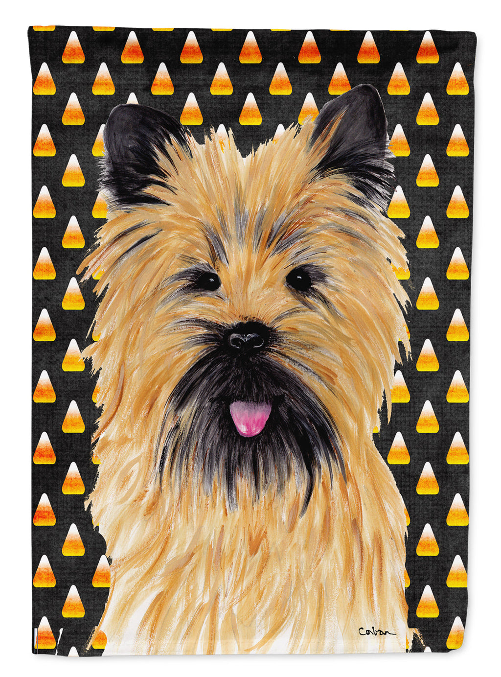 Cairn Terrier Candy Corn Halloween Portrait House Flag 28x40 Porch Sleeve Pole Decorative Outside Yard Banner Artwork Wall Hanging, Polyester