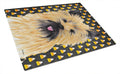 Cairn Terrier Candy Corn Halloween Portrait Cutting Board Tempered Glass Kitchen Cutting Surface, Heat Resistant Chopping, Non-Slip Feet, Food Prep & Serving