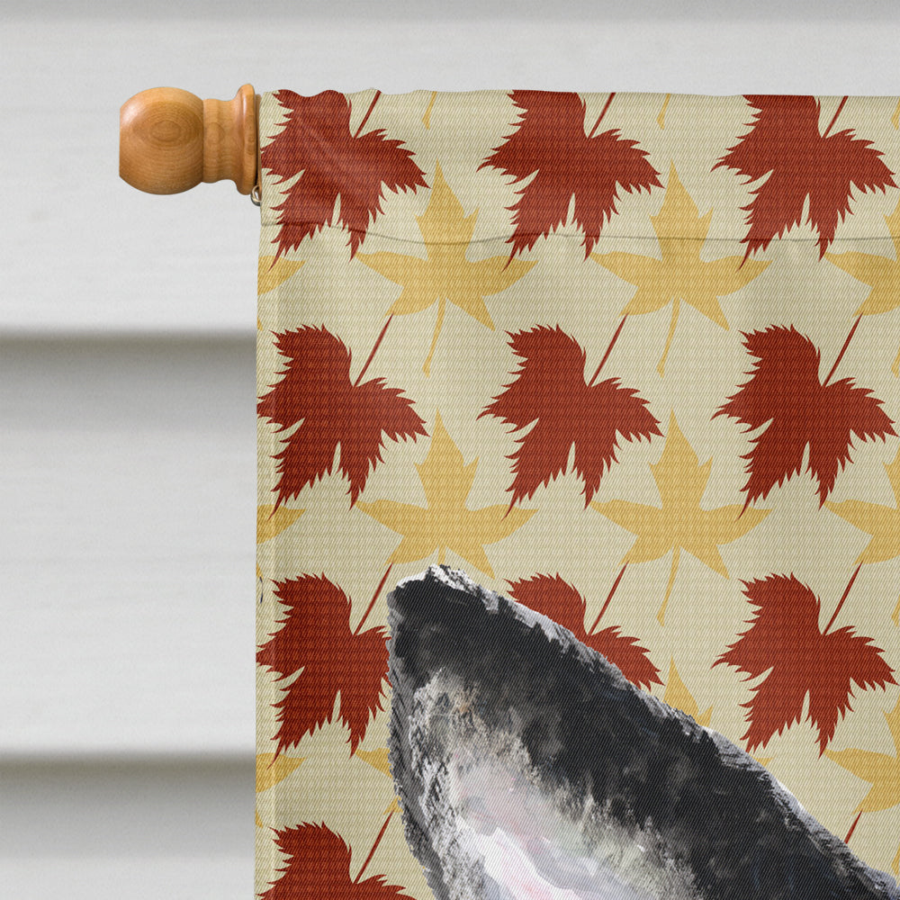 Boston Terrier Fall Leaves Portrait House Flag 28x40 Porch Sleeve Pole Decorative Outside Yard Banner Artwork Wall Hanging, Polyester