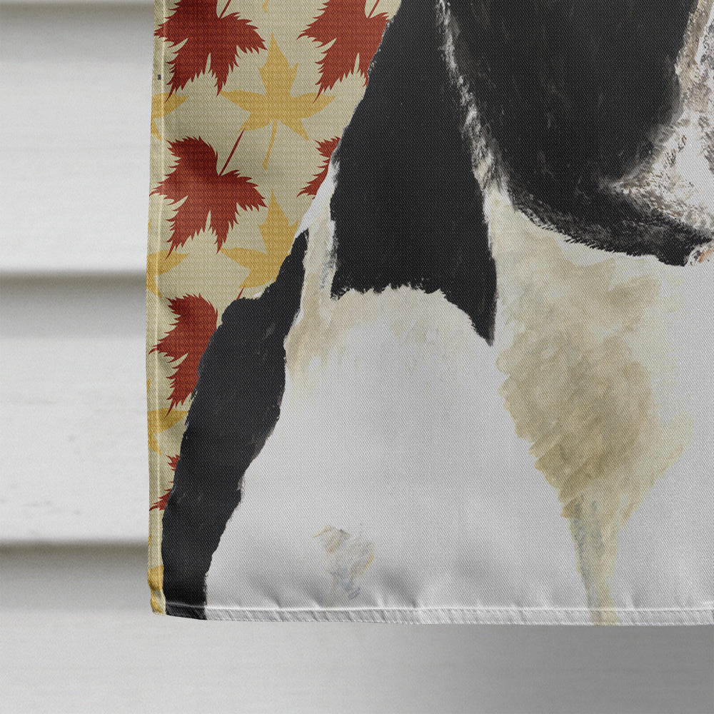 Boston Terrier Fall Leaves Portrait House Flag 28x40 Porch Sleeve Pole Decorative Outside Yard Banner Artwork Wall Hanging, Polyester
