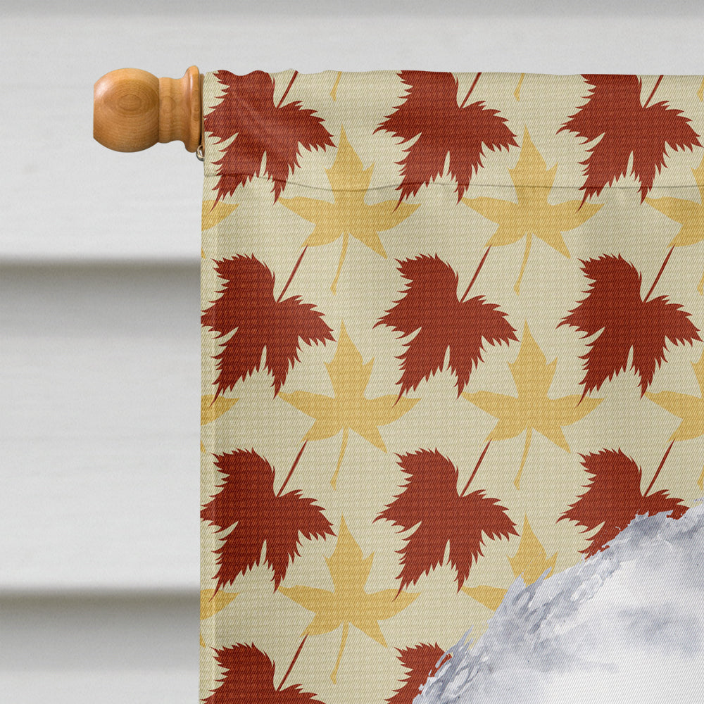 Bichon Frise Fall Leaves Portrait House Flag 28x40 Porch Sleeve Pole Decorative Outside Yard Banner Artwork Wall Hanging, Polyester