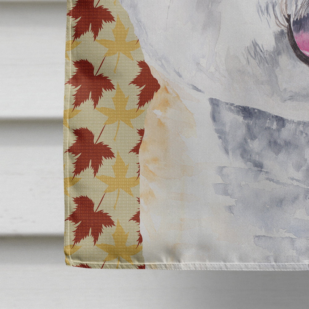 Bichon Frise Fall Leaves Portrait House Flag 28x40 Porch Sleeve Pole Decorative Outside Yard Banner Artwork Wall Hanging, Polyester