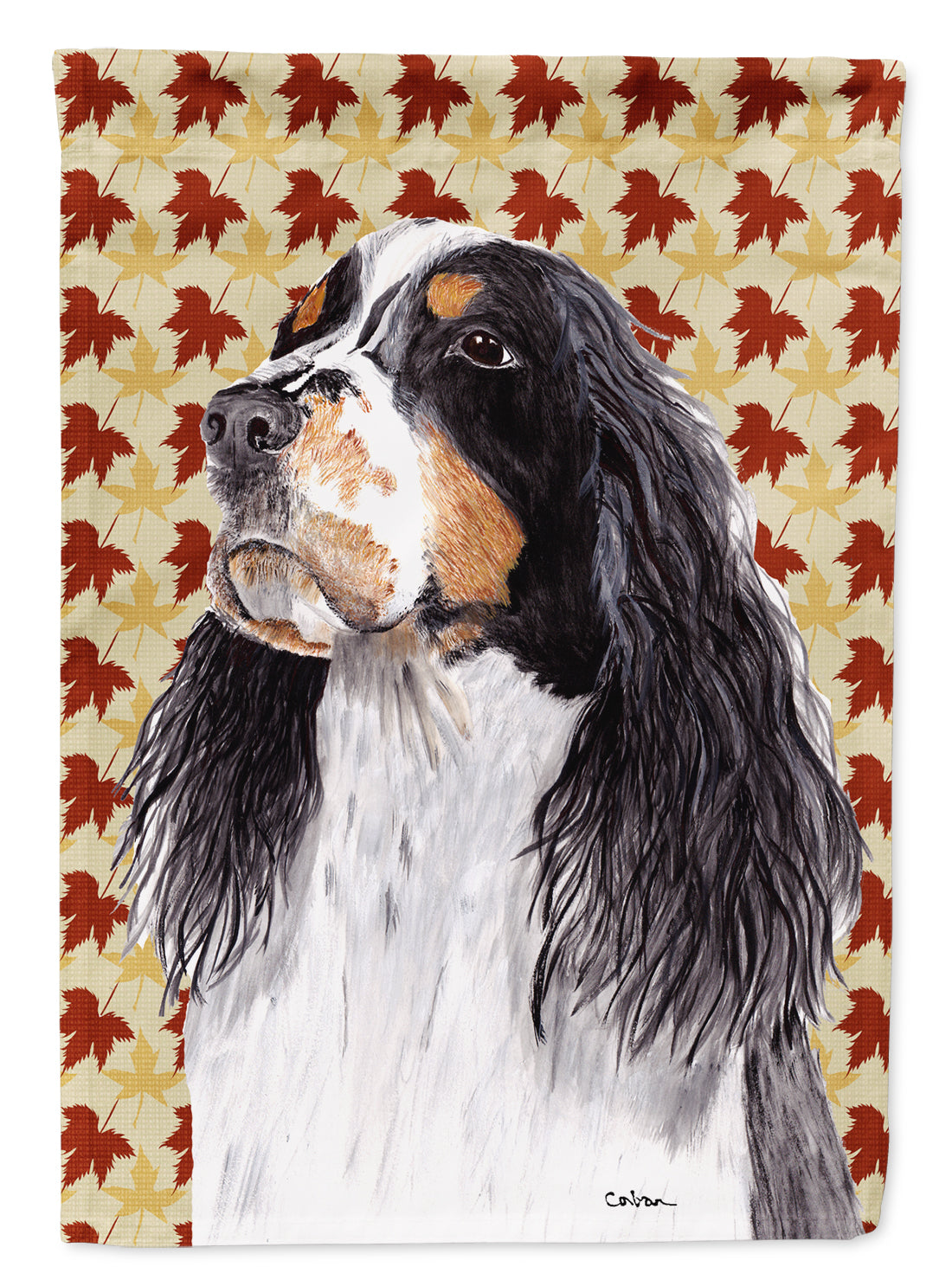 Springer Spaniel Fall Leaves Portrait House Flag 28x40 Porch Sleeve Pole Decorative Outside Yard Banner Artwork Wall Hanging, Polyester