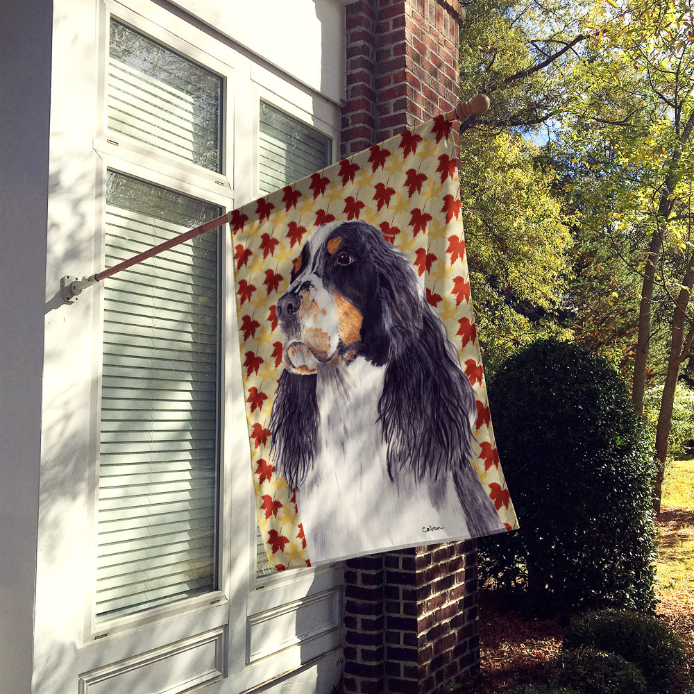 Springer Spaniel Fall Leaves Portrait House Flag 28x40 Porch Sleeve Pole Decorative Outside Yard Banner Artwork Wall Hanging, Polyester