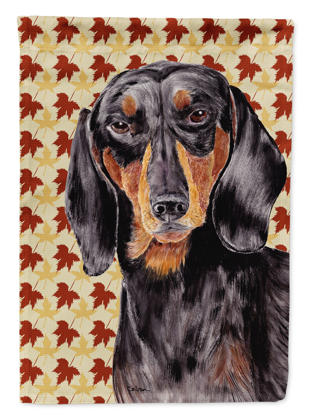 Dachshund Fall Leaves Portrait House Flag 28x40 Porch Sleeve Pole Decorative Outside Yard Banner Artwork Wall Hanging, Polyester