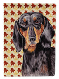Dachshund Fall Leaves Portrait House Flag 28x40 Porch Sleeve Pole Decorative Outside Yard Banner Artwork Wall Hanging, Polyester