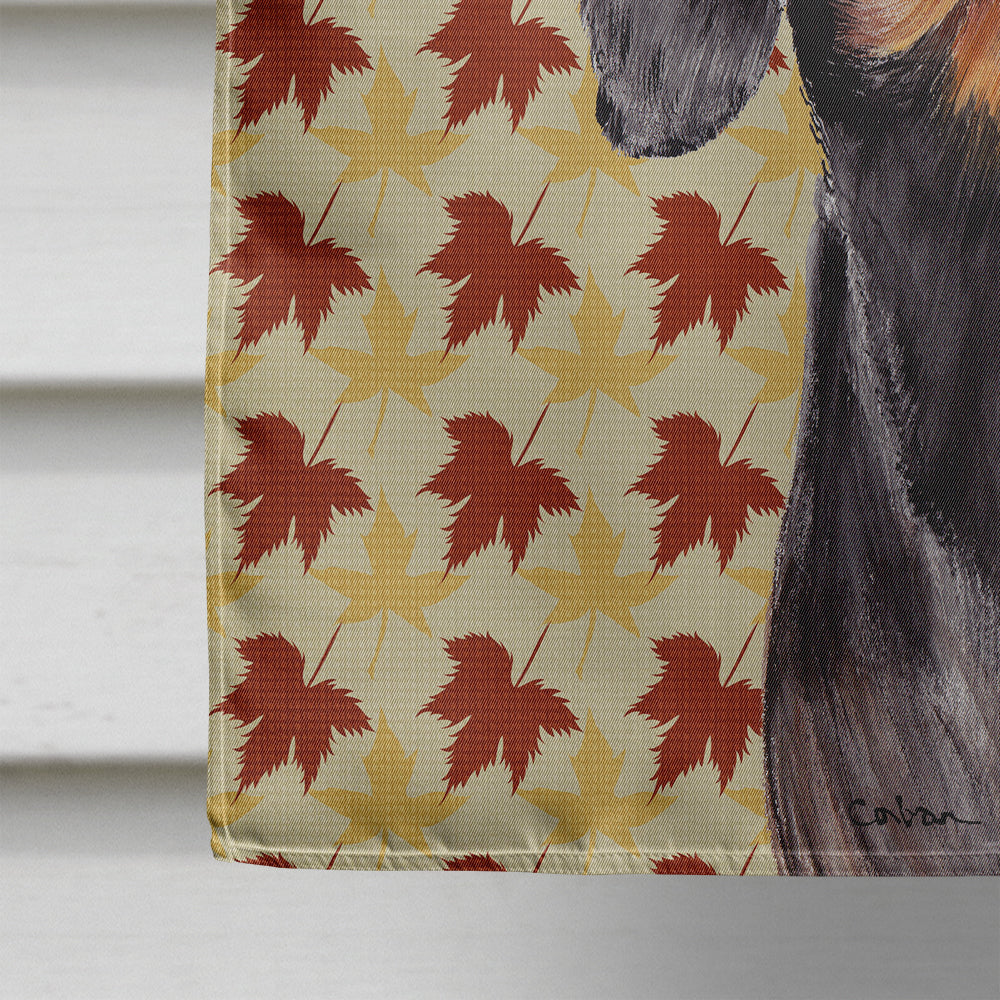 Dachshund Fall Leaves Portrait House Flag 28x40 Porch Sleeve Pole Decorative Outside Yard Banner Artwork Wall Hanging, Polyester