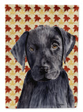 Labrador Black Fall Leaves Portrait House Flag 28x40 Porch Sleeve Pole Decorative Outside Yard Banner Artwork Wall Hanging, Polyester