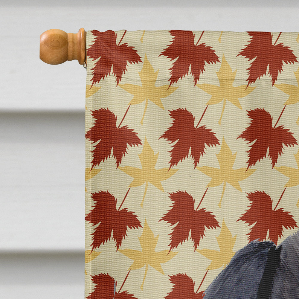 Labrador Black Fall Leaves Portrait House Flag 28x40 Porch Sleeve Pole Decorative Outside Yard Banner Artwork Wall Hanging, Polyester