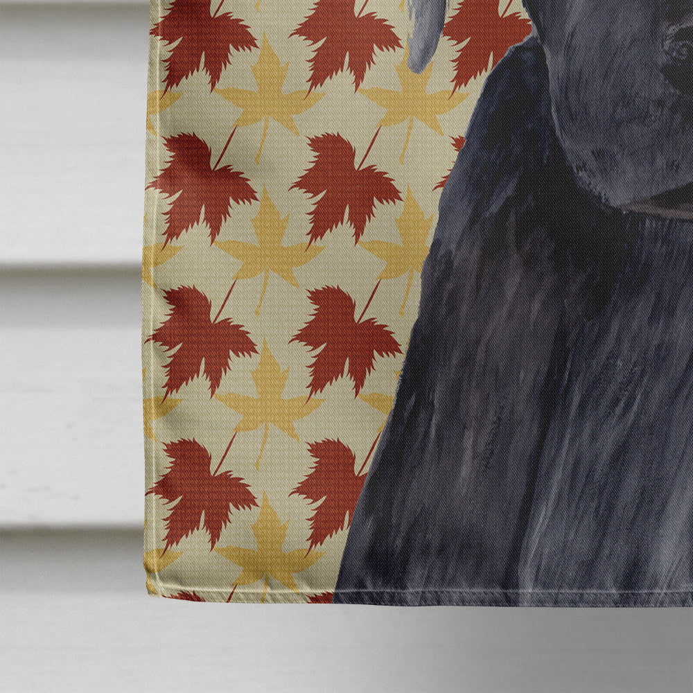 Labrador Black Fall Leaves Portrait House Flag 28x40 Porch Sleeve Pole Decorative Outside Yard Banner Artwork Wall Hanging, Polyester