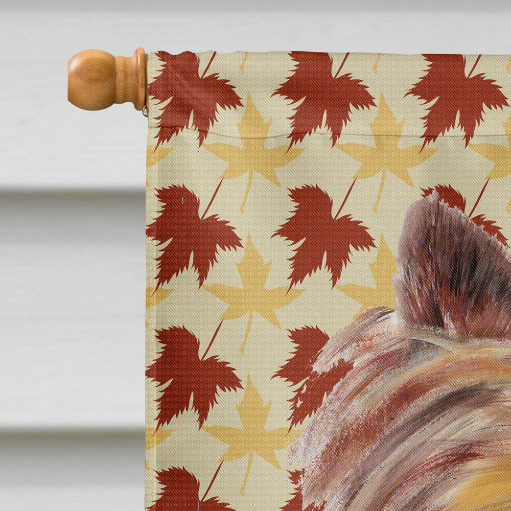 Yorkie Fall Leaves Portrait House Flag 28x40 Porch Sleeve Pole Decorative Outside Yard Banner Artwork Wall Hanging, Polyester