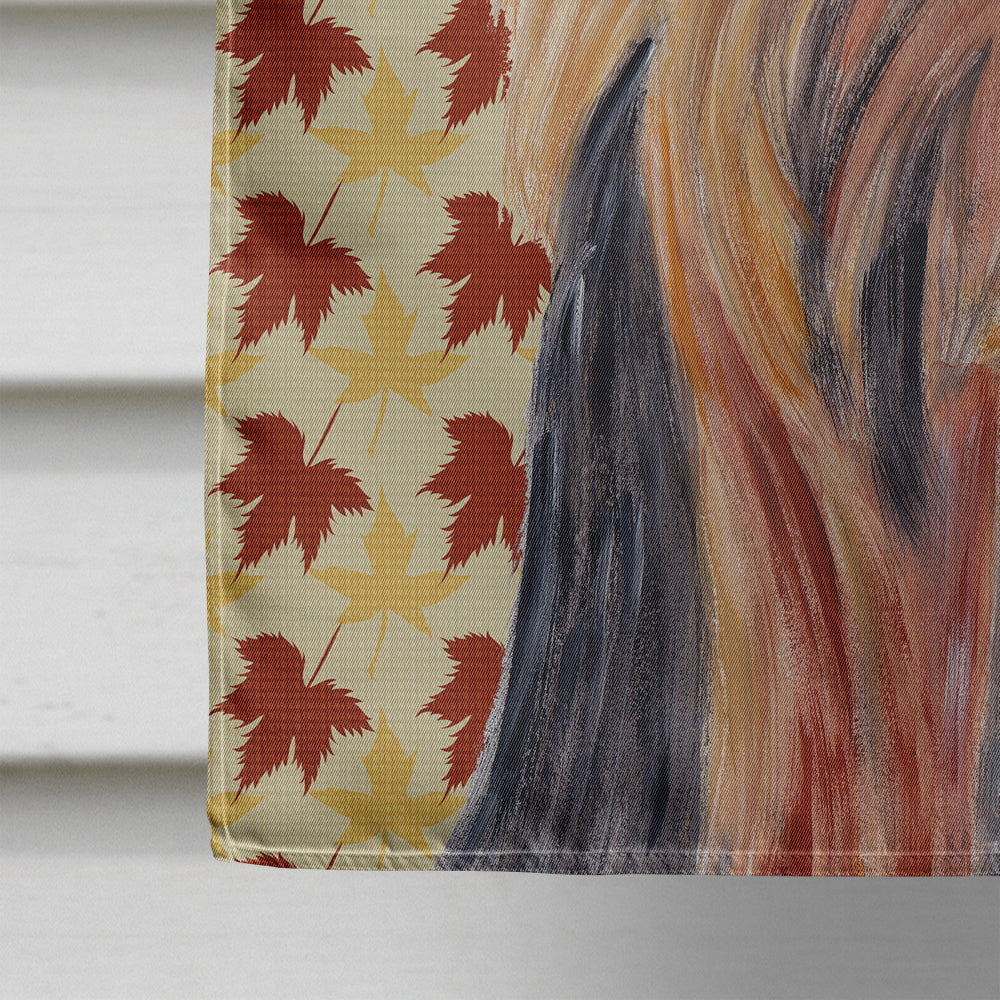 Yorkie Fall Leaves Portrait House Flag 28x40 Porch Sleeve Pole Decorative Outside Yard Banner Artwork Wall Hanging, Polyester