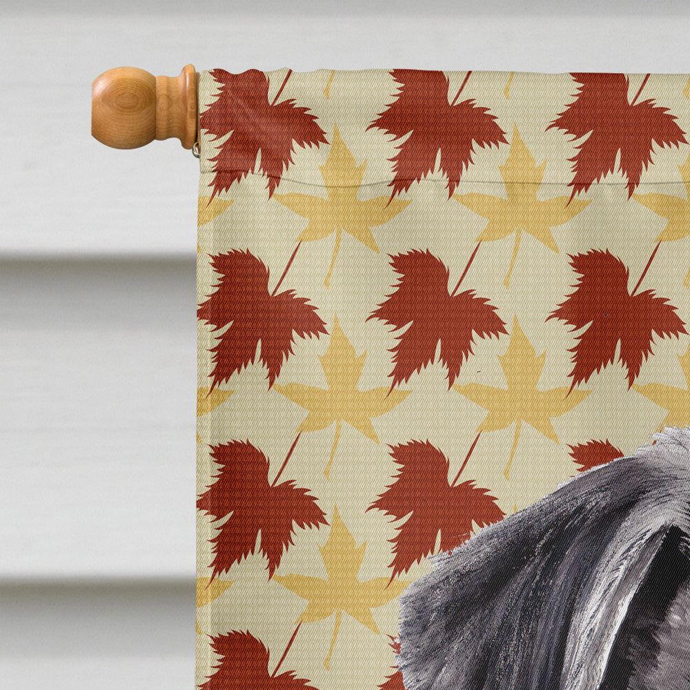 Pug Black Fall Leaves Portrait House Flag 28x40 Porch Sleeve Pole Decorative Outside Yard Banner Artwork Wall Hanging, Polyester