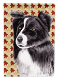 Border Collie Fall Leaves Portrait House Flag 28x40 Porch Sleeve Pole Decorative Outside Yard Banner Artwork Wall Hanging, Polyester