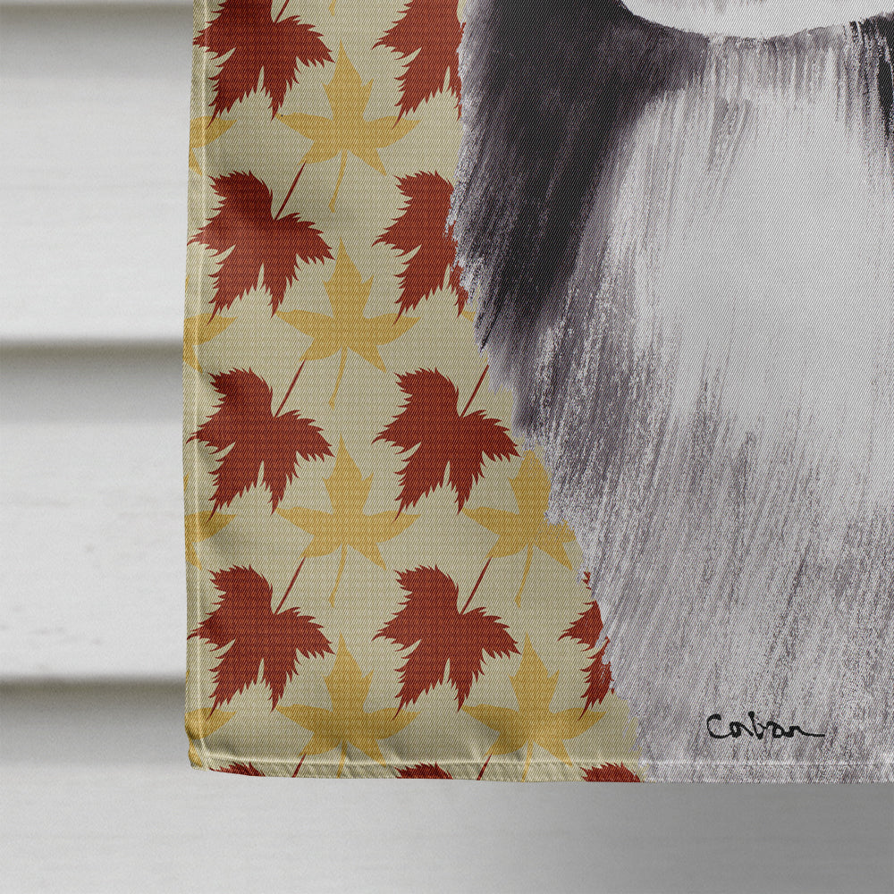 Border Collie Fall Leaves Portrait House Flag 28x40 Porch Sleeve Pole Decorative Outside Yard Banner Artwork Wall Hanging, Polyester