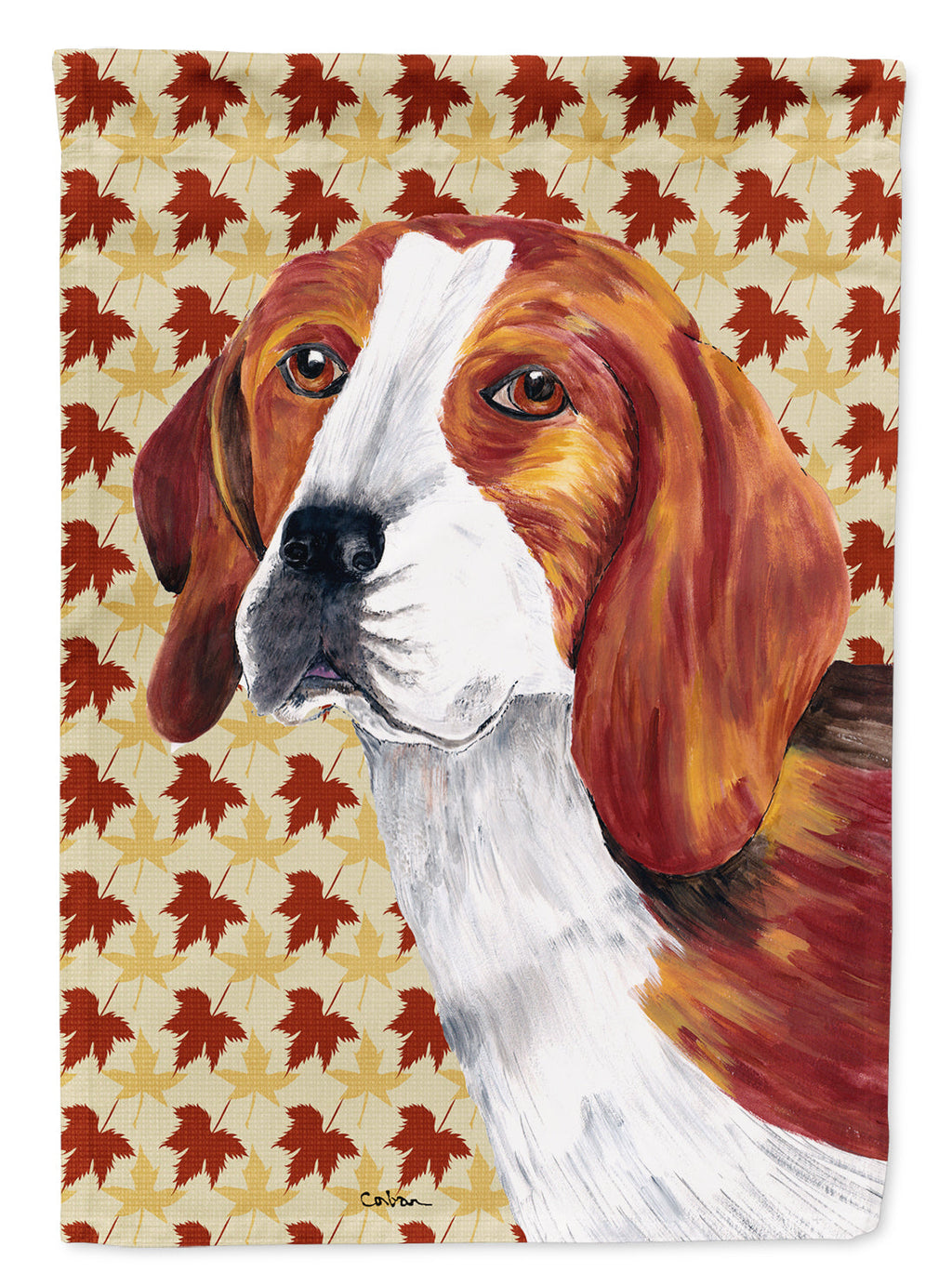 Beagle Fall Leaves Portrait House Flag 28x40 Porch Sleeve Pole Decorative Outside Yard Banner Artwork Wall Hanging, Polyester