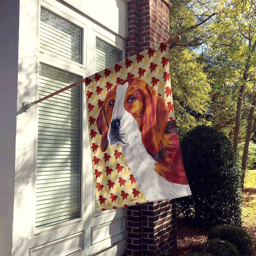 Beagle Fall Leaves Portrait House Flag 28x40 Porch Sleeve Pole Decorative Outside Yard Banner Artwork Wall Hanging, Polyester