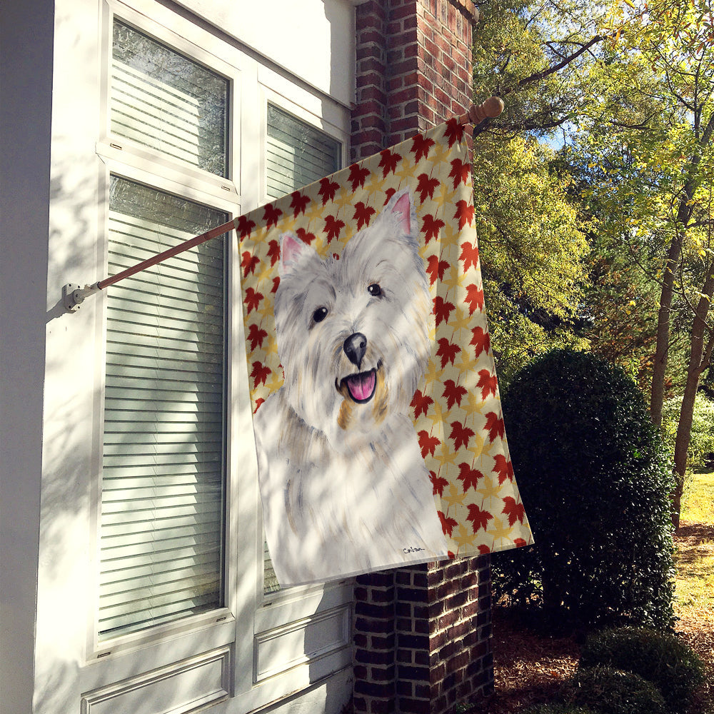 Westie Fall Leaves Portrait House Flag 28x40 Porch Sleeve Pole Decorative Outside Yard Banner Artwork Wall Hanging, Polyester