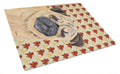 Pug Fall Leaves Portrait Cutting Board Tempered Glass Kitchen Cutting Surface, Heat Resistant Chopping, Non-Slip Feet, Food Prep & Serving
