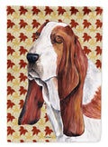 Basset Hound Fall Leaves Portrait House Flag 28x40 Porch Sleeve Pole Decorative Outside Yard Banner Artwork Wall Hanging, Polyester