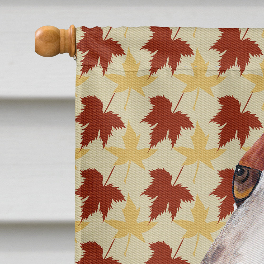 Basset Hound Fall Leaves Portrait House Flag 28x40 Porch Sleeve Pole Decorative Outside Yard Banner Artwork Wall Hanging, Polyester