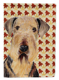 Airedale Fall Leaves Portrait House Flag 28x40 Porch Sleeve Pole Decorative Outside Yard Banner Artwork Wall Hanging, Polyester